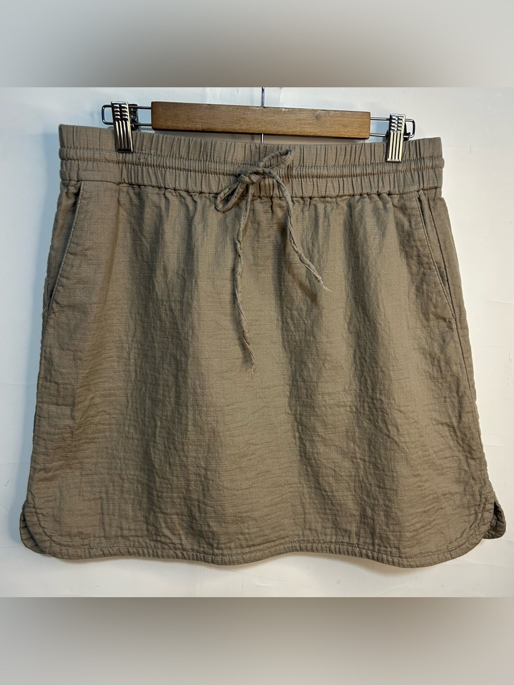 LOFT Outlet Drawstring Waist Tan Cotton Skirt Large